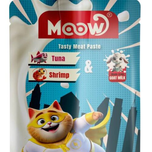 Moow [3𝟏] Taze Ton Balıklı&Karidesli Keçi Sütlü Kedi Et Ezmesi 90gr [Box 12'li]