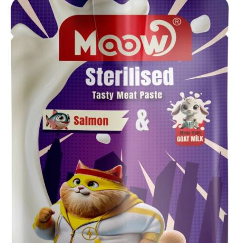Moow [29] Taze Somonlu&Keçi Sütlü Sterilised Kedi Et Ezmesi 90gr [Box 12'li]