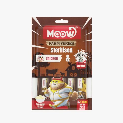 Moow [𝟎4] Tavuklu Keçi Sütlü 12gr x 6 12 li Sterilised Kedi Krema Ödülü [Box 12'li]
