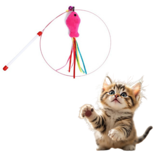 GloryPet Balık Figürlü Telli Kedi Oltası