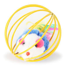 GloryPet Kafeste Peluş Fare Kedi Topu