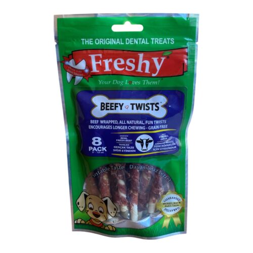 Freshy Dana Etli Burgu Çubuk Beefy Twists FR 28 %100 Dana Etli 75 gram, 8 Adet