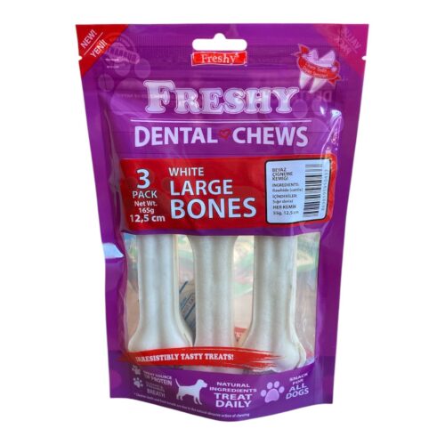 Freshy Beyaz Büyük Boy Kemik White Large Bones FR 43 5 inç – 12,5 santim 165 gram, 3 Adet